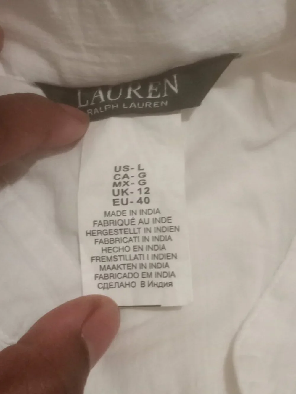 New Lauren Ralph Lauren Woman Blouse Large L White Gauze Pintuck Tunic Top Split - Picture 10 of 13